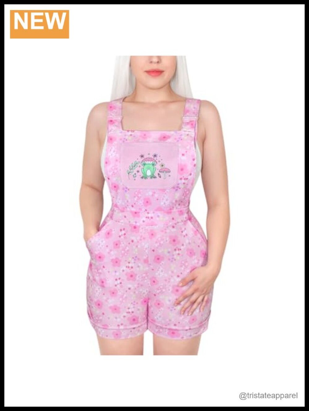 Cottagecore Magic Overalls Frog Print Adjustable Straps Short Overalls